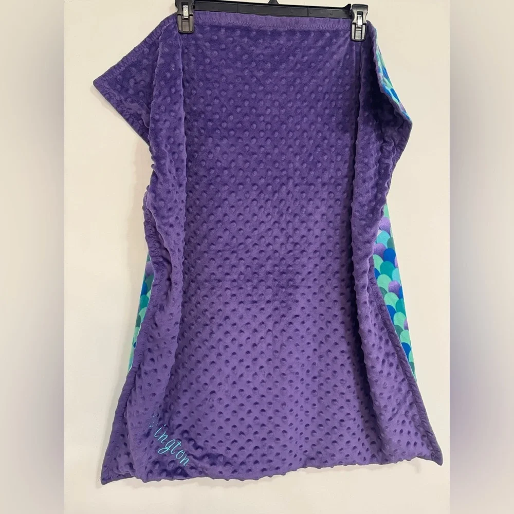 Purple Textured Personalized Blanket with Blue and Green Accents